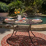 Christopher Knight Home 296532 GDF Studio Jameson | Cast Aluminum Outdoor Oval Dining Table | Perfect, 37.50”D x 59.75”W x 28”H, Copper For Sale Christopher Knight Home 296532 GDF Studio Jameson | Cast Aluminum Outdoor Oval Dining Table | Perfect, 37.50”D x 59.75”W x 28”H, Copper For Sale