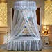 WLHOPE Mosquito Net Canopy Ceiling Stylish Lace Princess Butterfly Dome Mosquito Net Diameter 1.2M Bed Cotton Cloth Tent Baby Kids Indoor Reading Play Games House Anti-Mosquito Insect Netting (Gray)