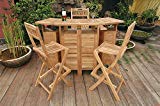 Anderson Teak Outdoor Folding Home Bar Set with 4 Stools Review