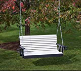 5FT-BRIGHT WHITE-POLY LUMBER ROLL BACK Porch Swing with Cupholder arms Heavy Duty EVERLASTING PolyTuf HDPE – MADE IN USA – AMISH CRAFTED For Sale
