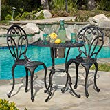 Wayne Cast Aluminum Black Gold 3-piece Bistro Set with Ice Bucket For Sale