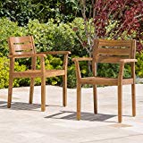 Christopher Knight Home 300518 Stanyan Outdoor Acacia Wood Patio Dining Chairs (Set of 2), 2 Review