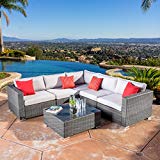 Great Deal Furniture Francisco Outdoor 6-Piece Grey Wicker Seating Sectional Sofa Set with Cushions Great Deal Furniture Francisco Outdoor 6-Piece Grey Wicker Seating Sectional Sofa Set with Cushions