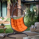 Resin Wicker Hanging Egg Swing Chair for Indoor Outdoor Patio Backyard, Stylish Comfortable Relaxing with Cushion and Stand, Brown Resin Wicker Hanging Egg Swing Chair for Indoor Outdoor Patio Backyard, Stylish Comfortable Relaxing with Cushion and Stand, Brown