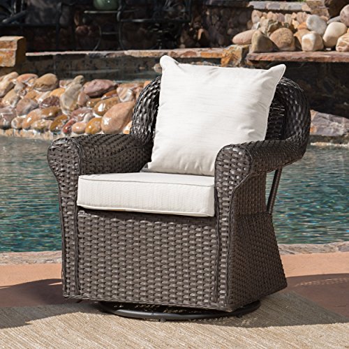 GDF Studio Augusta Patio Furniture ~ Outdoor Wicker Swivel Rocker (Glider) Chair (Single) For Sale