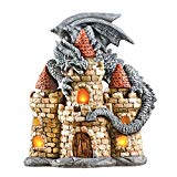 Cheap Collections Etc Castle and Dragon Solar Garden Statue, Hand Painged with Lit Windows, for Yard, Lawn, Outdoor Decoration