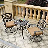 Cheap DOMI OUTDOOR LIVING Traditions 3-Piece Deep-Cushioned Outdoor Bistro Set, Includes 2 Deep Cushioned Swivel-Rockers and Bistro Table