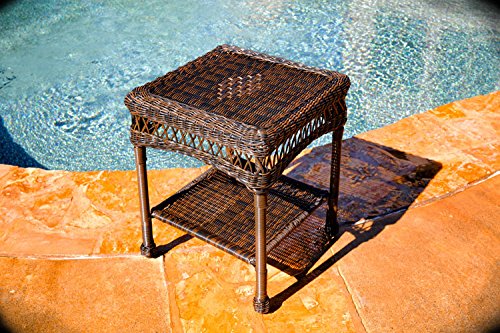 Tortuga Outdoor Portside Wicker Side Table – Dark Roast For Sale