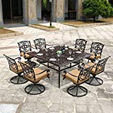 DOMI OUTDOOR LIVING Traditions 9 Piece Square Dining Set with Swivel Dining Chairs and a Large Dining Table, 63 x 63 For Sale DOMI OUTDOOR LIVING Traditions 9 Piece Square Dining Set with Swivel Dining Chairs and a Large Dining Table, 63 x 63 For Sale