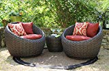 AE Outdoor DPS101170 3 Piece Corona Swivel Seating Set with Sunbrella Fabric For Sale