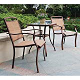3 Piece Outdoor Patio Garden Bistro Furniture Set Powder Coated Rust Resistant Steel Frame & Tempered Glass Table Top Review