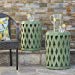 Ellen Nestable Outdoor Small and Large Iron Side Table Set (Set of 2) (Matte Green)