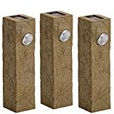 Original Treasures Bundle of 3 Limestone Solar Pathway Light – Bright LED Landscape and Sidewalk Illumination