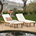 Christopher Knight Home 296589 Deal Furniture Outdoor Teak Brown Wood Chaise Lounge with Cushio