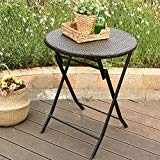 Cheap PHI VILLA 24″ Outdoor Resin Rattan Wicker Folding Table Patio Porch Bistro Dining Table Cheap PHI VILLA 24″ Outdoor Resin Rattan Wicker Folding Table Patio Porch Bistro Dining Table