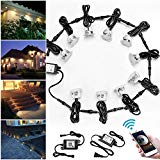 Cheap WiFi Deck Lighting, FVTLED WiFi Controlled 10pcs Low Voltage LED Step Lights Kit Φ1.77″ Stainless Steel Waterproof Outdoor Recessed Stair Light Work with Alexa Google Home, Warm White