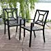 PHI VILLA Patio Metal Arm Chairs Indoor Outdoor Dining Chairs Set with Square Back - 2 Pack, e-coating Black