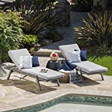 Fiora Patio Furniture | Outdoor Chaise Lounge | Aluminum Frame | Premium Wicker | Water Resistant Cushions (Grey) (Set of 2) For Sale