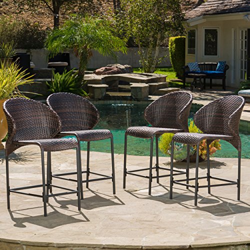 Bennett Multi-brown Wicker Counter Stool (Set of 4) For Sale