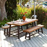 Christopher Knight Home 298403 Bowman Wood Outdoor Picnic Table Set | Perfect for Dining, Brown + Black Rustic Metal Review Christopher Knight Home 298403 Bowman Wood Outdoor Picnic Table Set | Perfect for Dining, Brown + Black Rustic Metal Review