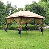 Cheap Suntime ST-11 Fully Enclosed Canopy Instant Popup Gazebo with Solar Powered LED Lights and Mesh Insect Screen, Portable