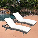 Do4U Outdoor Chaise Lounge – Easy to Assemble – Thick & Comfy Cushion Wicker Lounge Chairs -2 Pices Chaise Lounge Chair Set- Light Grey Rattan with Beige Cushion (7557-DRGY-2 Set) Review