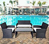 Cheap Merax 4 PC Rattan Patio Furniture Set Garden Lawn Sofa Wicker Sofa Cushioned Seat (Black) Cheap Merax 4 PC Rattan Patio Furniture Set Garden Lawn Sofa Wicker Sofa Cushioned Seat (Black)