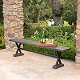 Catelyn Outdoor Concrete and Steel Dining Bench (Brown)