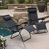 Belleze Set of (2) Zero Gravity Chair Lounge Chairs Patio Seat Backyard Yard BeachRecliner Pillow w/Cup Holder Tray, Black