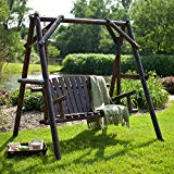Coral Coast Rustic Torched Log Curved Back Porch Swing and A-Frame Set For Sale Coral Coast Rustic Torched Log Curved Back Porch Swing and A-Frame Set For Sale