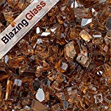 Blazing Fireglass 20-Pound Reflective Fire Glass with Fireplace Glass and Fire Pit Glass, 1/4-Inch, Copper