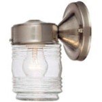 Hardware House 54-4692 Jelly Jar – One Light Outdoor Wall Mount, Satin Nickel Finish with Ribbed Glass