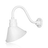 10in. White Outdoor Angle Shade Barn Light Fixture with 14.5 in. Long Extension Arm – Wall Sconce Farmhouse, Vintage, Antique Style – UL Listed – 9W 900lm A19 LED Bulb (5000K Cool White) Review