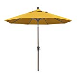 California Umbrella SDAU908900 9′ Round Aluminum Market, Crank Lift, Auto Tilt, Champagne Pole, Pacifica Yellow Patio Umbrella, Canvas California Umbrella SDAU908900 9′ Round Aluminum Market, Crank Lift, Auto Tilt, Champagne Pole, Pacifica Yellow Patio Umbrella, Canvas
