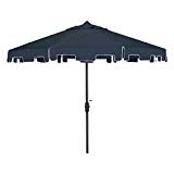 Cheap Safavieh Outdoor Collection Zimmerman Crank Market Umbrella with Flap, 9′, Navy