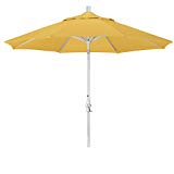 California Umbrella 9′ Round Aluminum Market Umbrella, Crank Lift, Collar Tilt, Sand Pole, Sunbrella Cornsilk