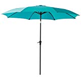 C-Hopetree 11′ Patio Outdoor Market Umbrella with Crank Winder, Fiberglass Rib Tips, Push Button Tilt, Aqua Blue C-Hopetree 11′ Patio Outdoor Market Umbrella with Crank Winder, Fiberglass Rib Tips, Push Button Tilt, Aqua Blue