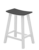 POLYWOOD 2011-FWHGY Contempo 24″ Saddle Bar Stool, White/Slate Grey For Sale POLYWOOD 2011-FWHGY Contempo 24″ Saddle Bar Stool, White/Slate Grey For Sale