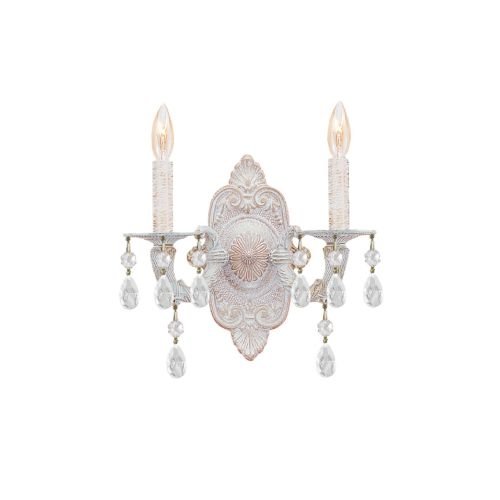 Crystorama 5022-AW-CL-MWP Crystal Accents Two Light Sconces from Sutton collection in Whitefinish, 5.50 inches