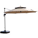 PURPLE LEAF 11 Feet Double Top Deluxe Patio Umbrella Offset Hanging Umbrella Outdoor Market Umbrella Garden Umbrella, Beige For Sale