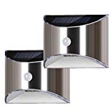 LED Solar Light Solar Wall Light for Garden Patio Pathway, Fence Stairs Stainless Steel Waterproof Outdoor Light with Motion Sensor (Warm White)