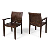 Great Deal Furniture Kylan Outdoor Acacia Wood Dining Chairs (Set of 2), Dark Brown Finish