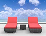 Urban Furnishing - BORACAY 3pc Modern Outdoor Backyard Wicker Rattan Patio Chaise Lounger Set - Coral Red Urban Furnishing - BORACAY 3pc Modern Outdoor Backyard Wicker Rattan Patio Chaise Lounger Set - Coral Red