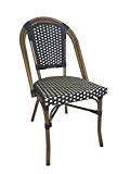 Table in a Bag CBCNW Faux Bamboo All-Weather Wicker Stackable Bistro Chair, Navy with White Accents Table in a Bag CBCNW Faux Bamboo All-Weather Wicker Stackable Bistro Chair, Navy with White Accents