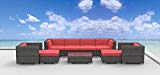 Urban Furnishing - FIJI 9pc Modern Outdoor Wicker Patio Furniture Modular Sofa Sectional Set, Fully Assembled - coral red Urban Furnishing - FIJI 9pc Modern Outdoor Wicker Patio Furniture Modular Sofa Sectional Set, Fully Assembled - coral red