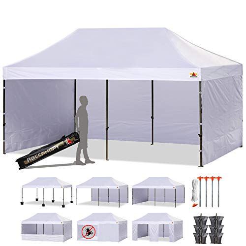 ABCCANOPY 10 X 20 Ez Pop up Canopy Tent Commercial Instant Gazebos with 9 Removable Sides and Roller Bag and 6x Weight Bag