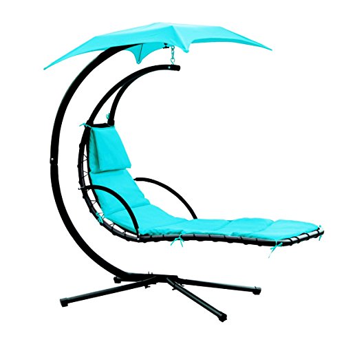 Yontree Hanging Chaise Sun Lounger Chair Air Porch Hammock Swing Chair Stand 265LBS Capacity Lake Blue Yontree Hanging Chaise Sun Lounger Chair Air Porch Hammock Swing Chair Stand 265LBS Capacity Lake Blue