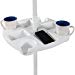 Sunnydaze Outdoor Beach Umbrella Table, 4 Drink Holders and Tray Slots - for Beach and Patio Umbrellas