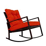 Kinbor Rattan Rocker Chair Outdoor Garden Rocking Chair Wicker Lounge w/Cushion (Orange) Kinbor Rattan Rocker Chair Outdoor Garden Rocking Chair Wicker Lounge w/Cushion (Orange)