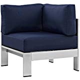 Cheap Modway Shore Aluminum Outdoor Patio Corner Chair in Silver Navy